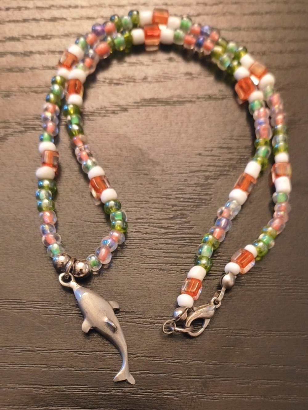 Glass Beaded Dolphin Necklace
